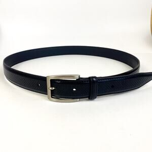 Genuine Leather Black and Silver Perforated Leather Belt Bachrach Size 36